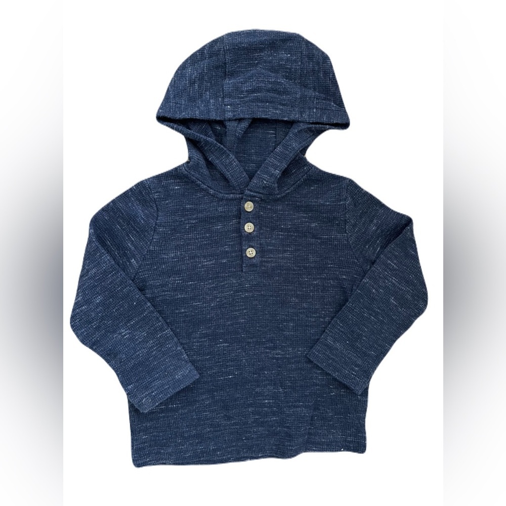 Andy & Evan Blue Waffle Hooded Long Sleeve Shirt